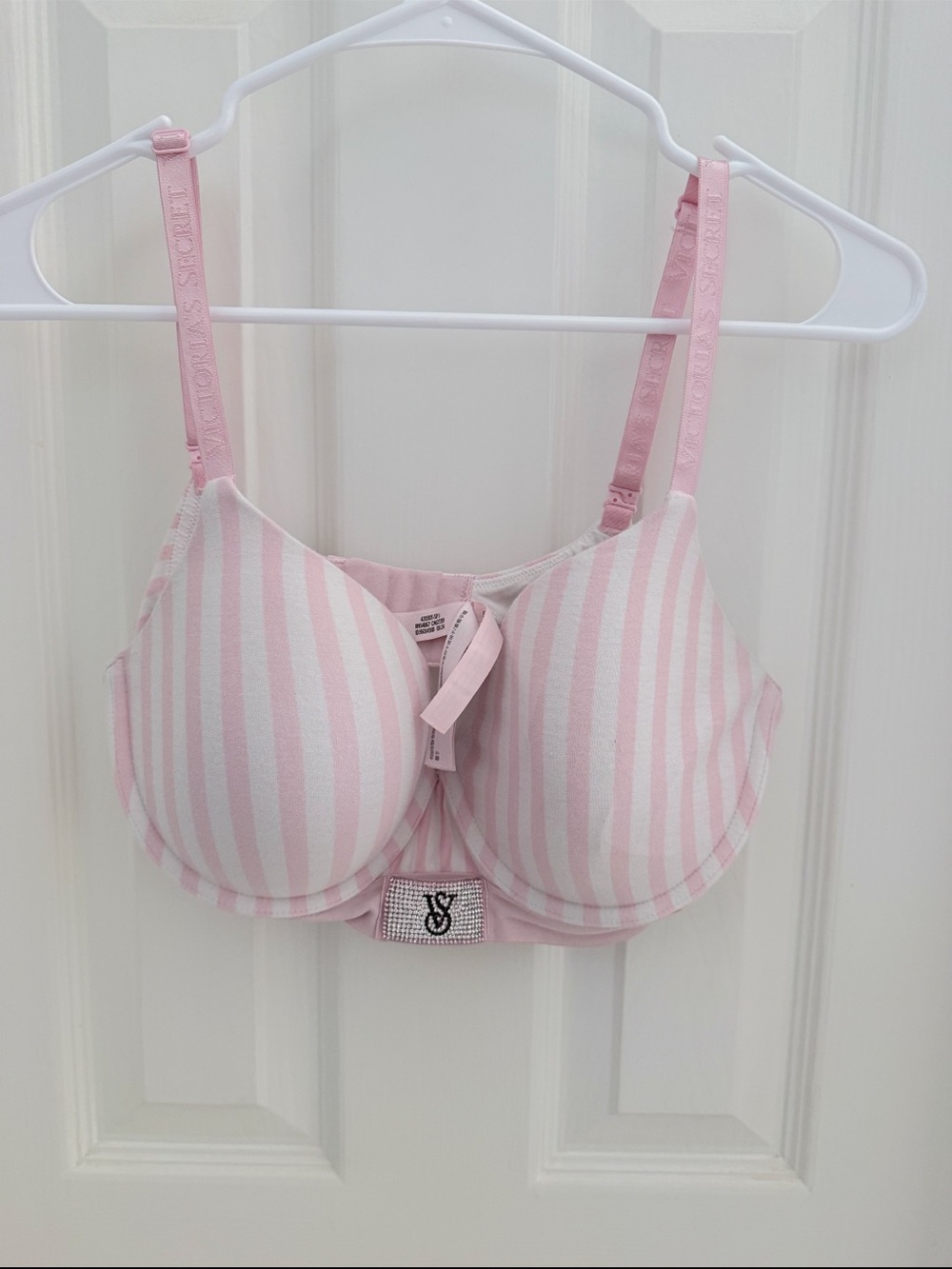 Victoria's Secret Pink and White Striped Light Pink T-Shirt Bra
